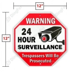 Reflective Aluminum Sign - 24 Hour Surveillance Sign